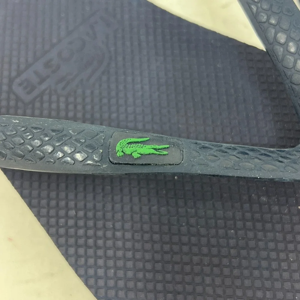 Lacoste Flip‎ Flop Beach Sandals Black with Logo Men's US Size 13 VTG NWT